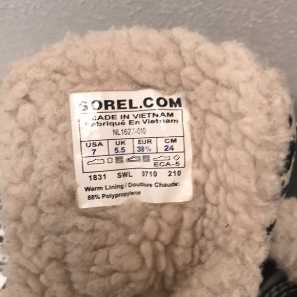 SOREL Sz 7 Women Black And White Winter Boots - Picture 5 of 9